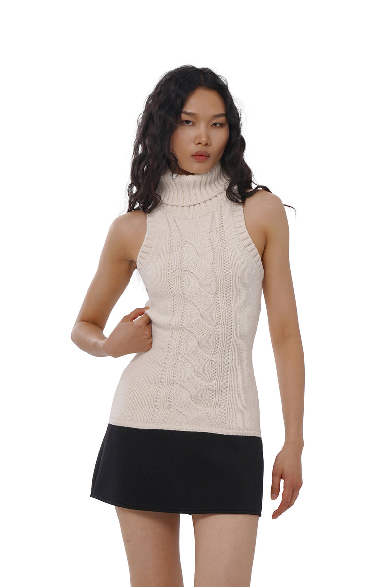 TURTLENECK CABLE KNIT SWEATER DRESS Sweet Chilling