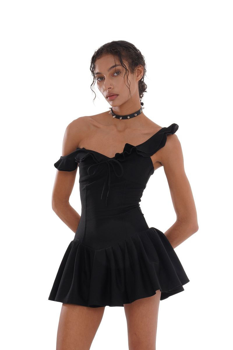 Flare Ruffles RUFFLE DETAIL MINI PLEATED FLARE DRESS – Sweet Chilling