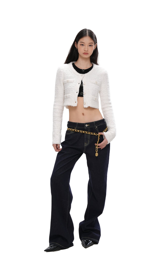 TEXTURED KNIT BOXY JACKET & KNIT SKIRT