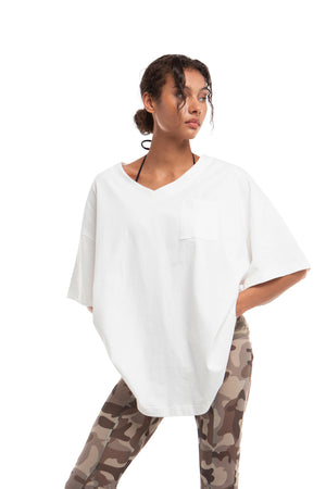 OVERSIZED DROP SHOULDER V-NECK TEE