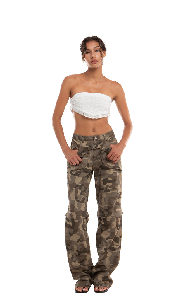 CAMOUFLAGE PRINT  ZIP-OFF CONVERTIBLE CARGO PANTS