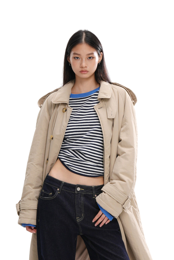 QUILTED MID-LENGTH TRENCH COAT