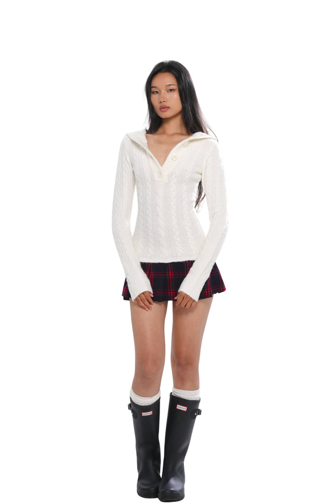 FESTIVE HODDED SWEATER DRESS WITH PLEATED SKIRT