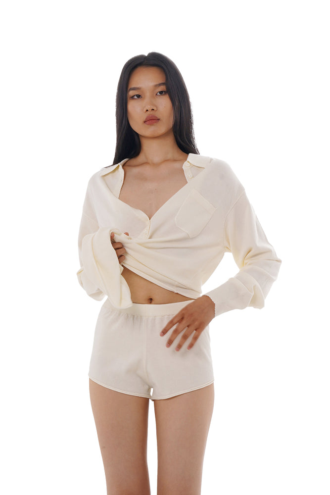 dress shirt and panties Woman with Blank White Shirt and Panties Stock Photo