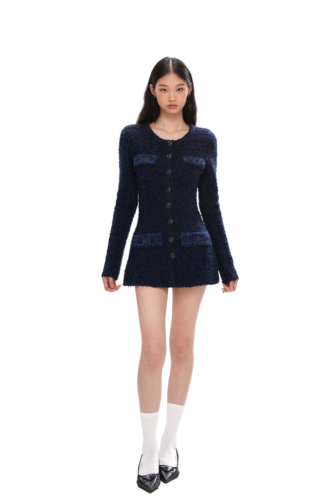 TEXTURED KNIT LONG-SLEEVE DRESS & SHORTS