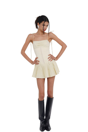 DROP-WAIST PLEATED MINI DRESS DROP-WAIST PLEATED MINI DRESS