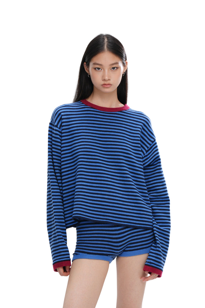 WOOL-BLEND OVERSIZED STRIPED SWEATER
