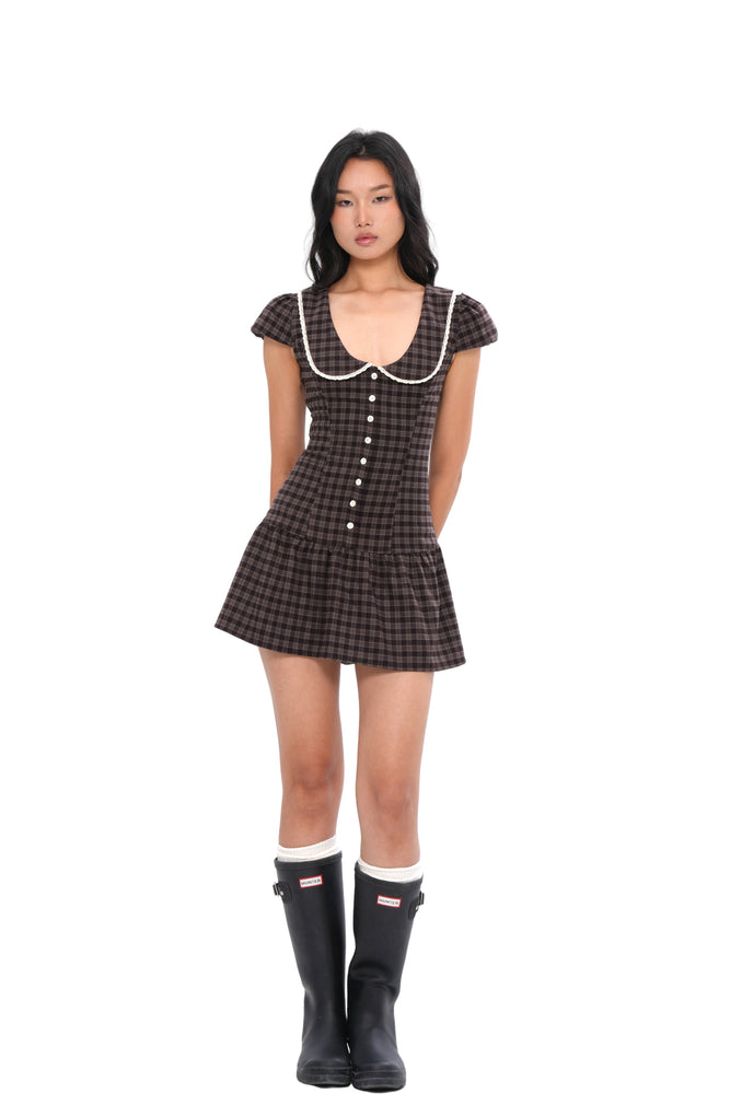 CINCH-WAIST GINGHAM MINI DRESS – Sweet Chilling