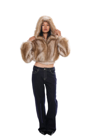 COZY FAUX FUR CROPPED HOODED JACKET – Sweet Chilling