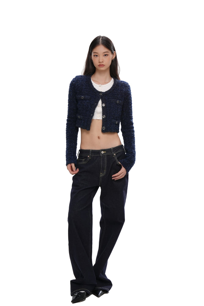 TEXTURED KNIT BOXY JACKET & KNIT SKIRT