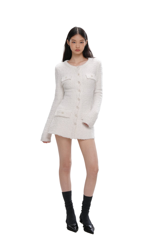 TEXTURED KNIT LONG-SLEEVE DRESS & SHORTS