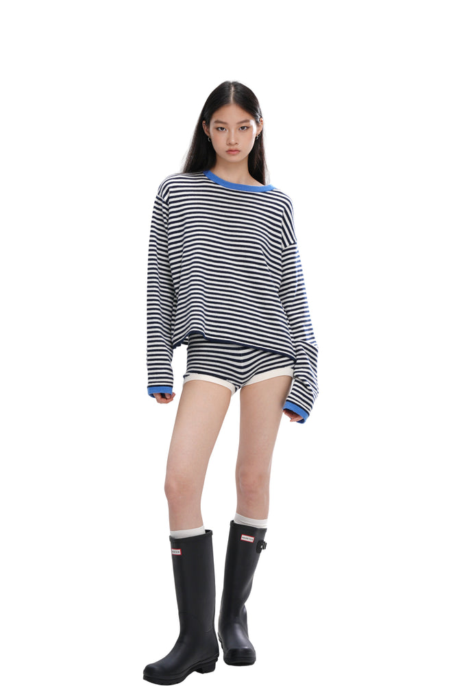 WOOL-BLEND OVERSIZED STRIPED SWEATER