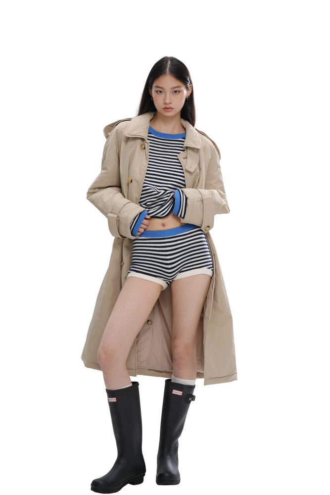 QUILTED MID-LENGTH TRENCH COAT