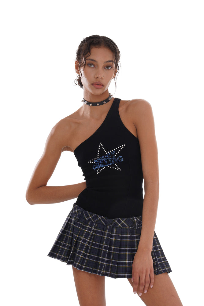 'PUNK STAR' ONE-SHOULDER PLEATED MINI DRESS