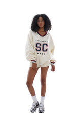 OVERSIZE CASUAL V-NECK  FOOTBALL SWEATERSHIRT & CASUAL SWEAT SHORT