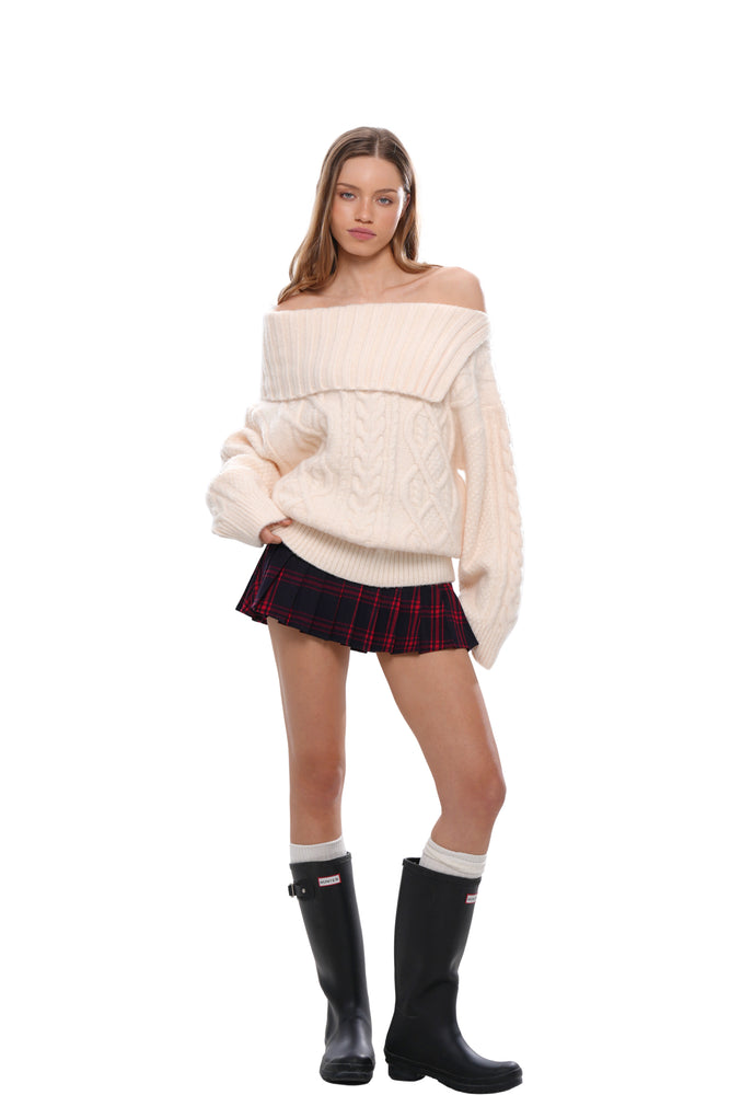 PLAID PLEATED MINI SKIRT -  ADJUSTABLE WAIST