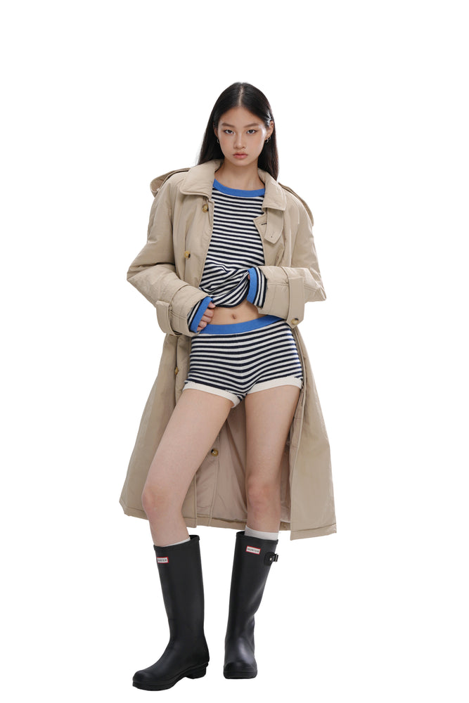 QUILTED MID-LENGTH TRENCH COAT