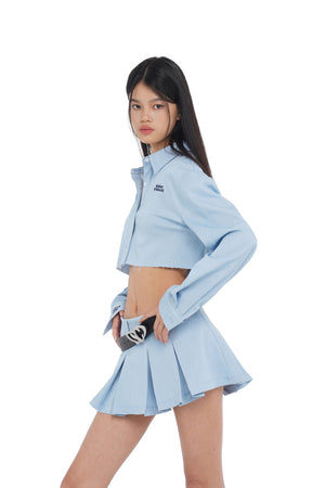 'SUMMER DAY' CROPPED SHIRT & PLEATED SKIRT