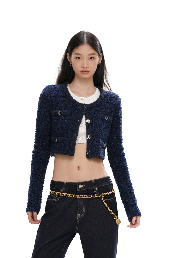 TEXTURED KNIT BOXY JACKET & KNIT SKIRT