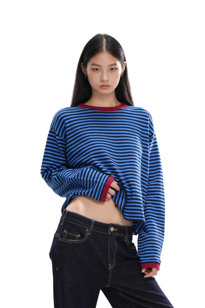 WOOL-BLEND OVERSIZED STRIPED SWEATER