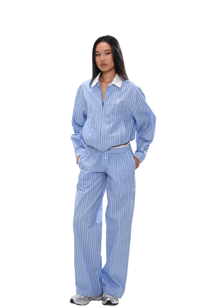 STRIPED SHIRT JACKET & WIDE LEG PANTS & SHORT