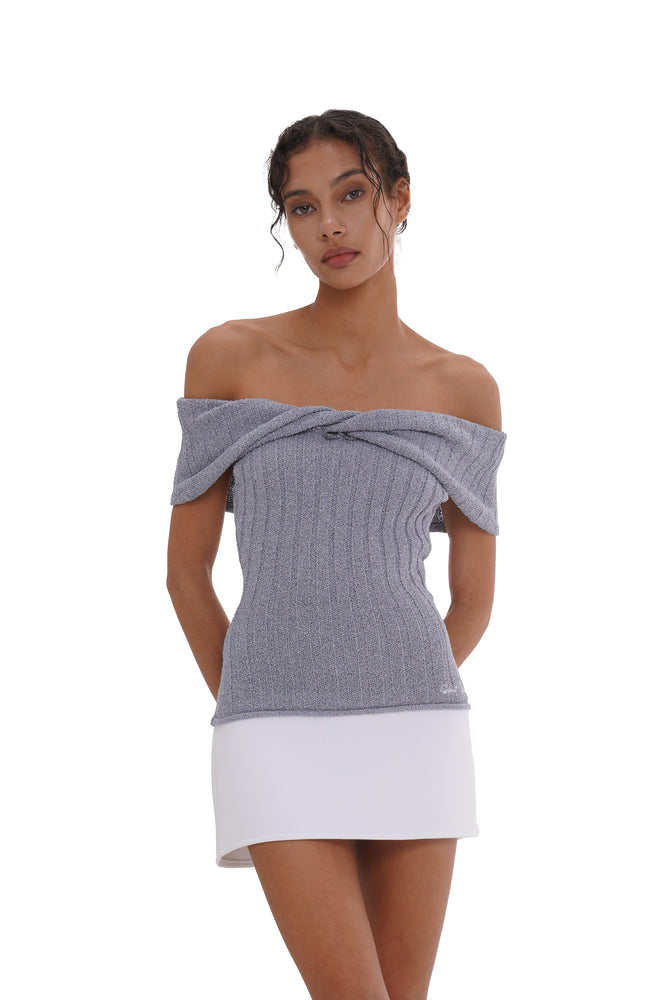 off the shoulder knot dress ASOS DESIGN lace twisted off the shoulder knot detail midi dress with contrast lining in black