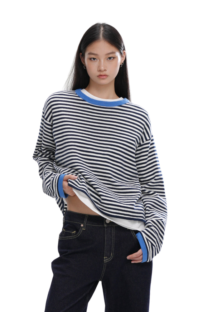 WOOL-BLEND OVERSIZED STRIPED SWEATER