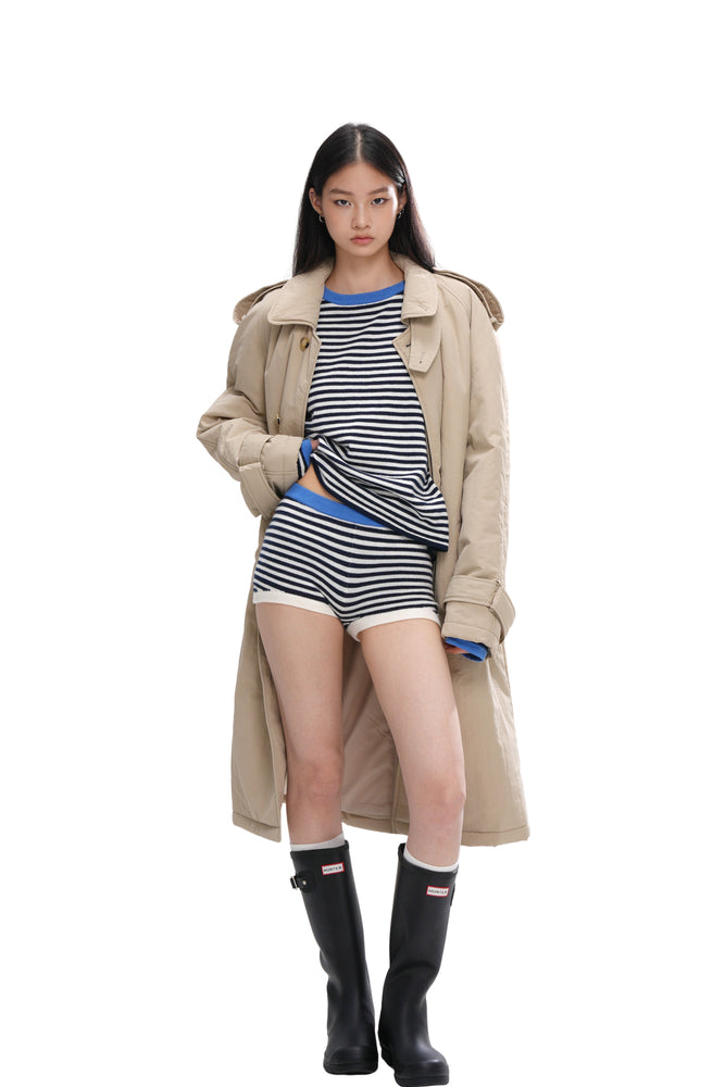 QUILTED MID-LENGTH TRENCH COAT