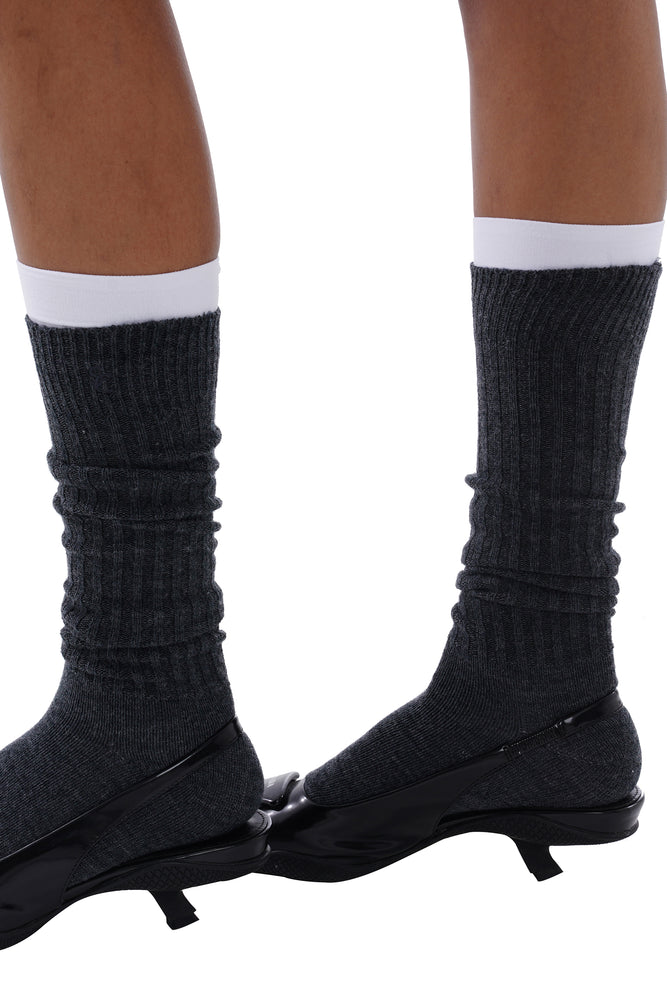 WOOL RIBBED CREW SOCK