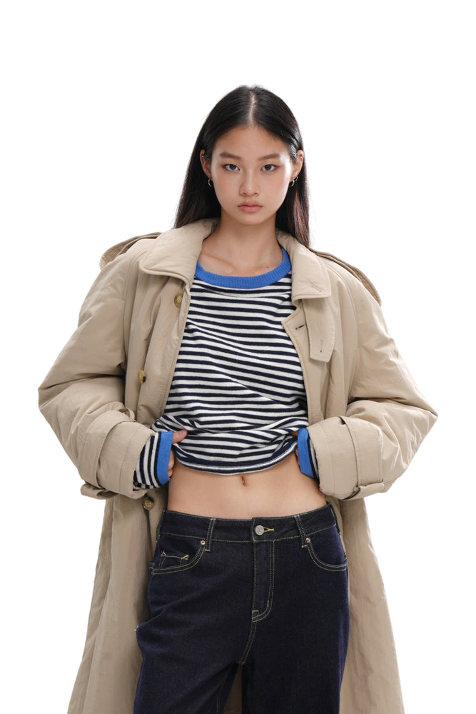 QUILTED MID-LENGTH TRENCH COAT