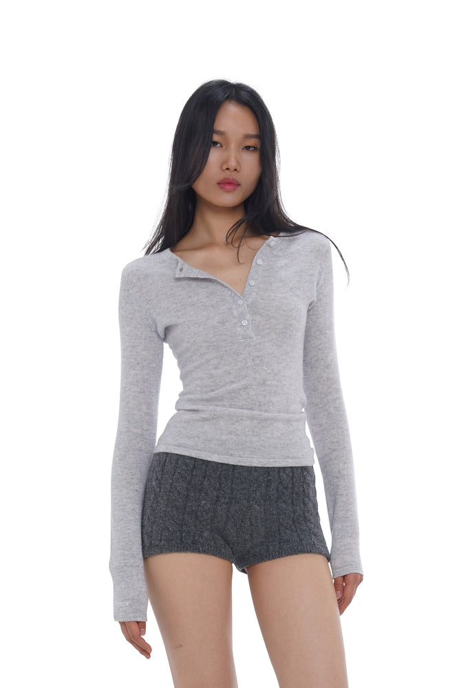 MERINO WOOL HENLEY SWEATER