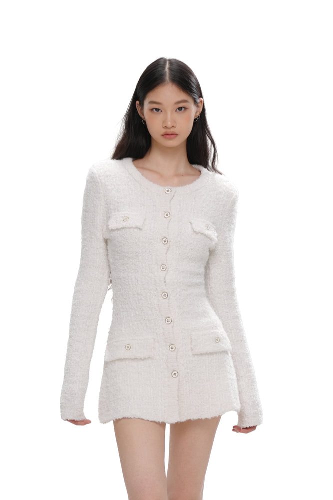 TEXTURED KNIT LONG-SLEEVE DRESS & SHORTS