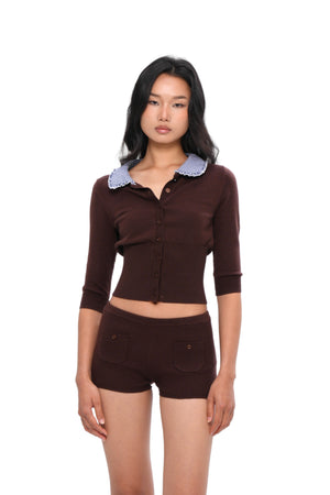 KNIT BARNCORE CROP TOP WITH COLLAR & SHORTS – Sweet Chilling