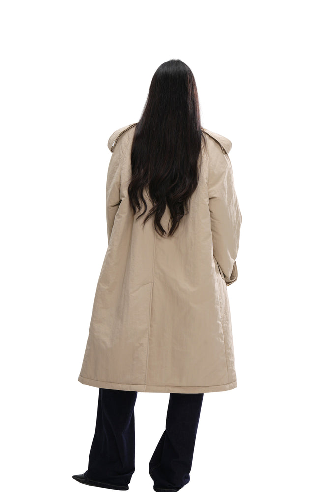 QUILTED MID-LENGTH TRENCH COAT