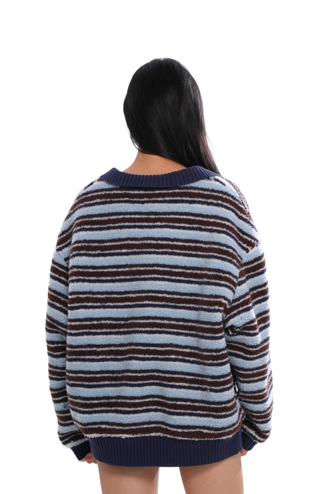 STRIPED DOUBLE-LAYER FLEECE RUGBY JACKET & KNIT SHORTS