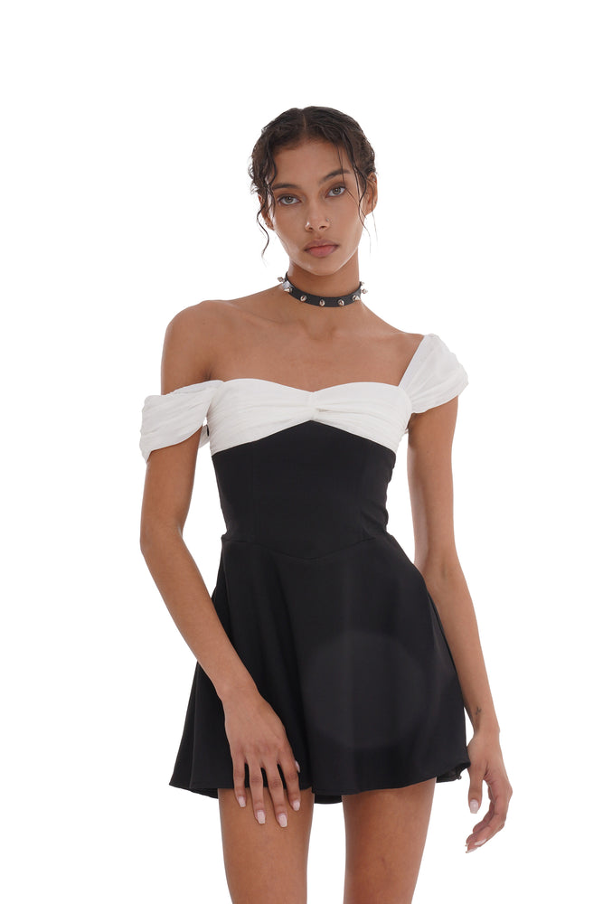 off shoulder ruched bow dress Off Shoulder Mini Dress with Bow Sleeves 46733