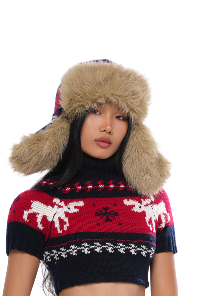 REINDEER FESTIVE FUZZY TRAPPER