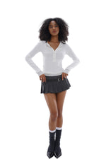 LOW-WAIST PLEATED  MINI SKIRT WITH BELT