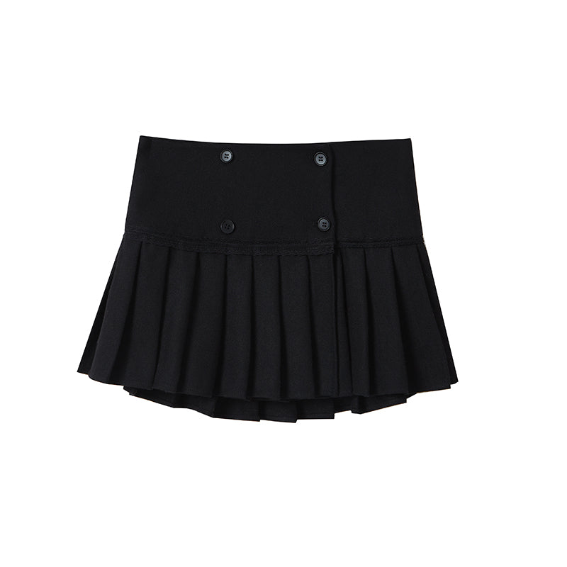 Smilice Women High-Waisted Pleated Mini Skirts with Soft Shorts Underneath ( Black, XS) at  Women's Clothing store