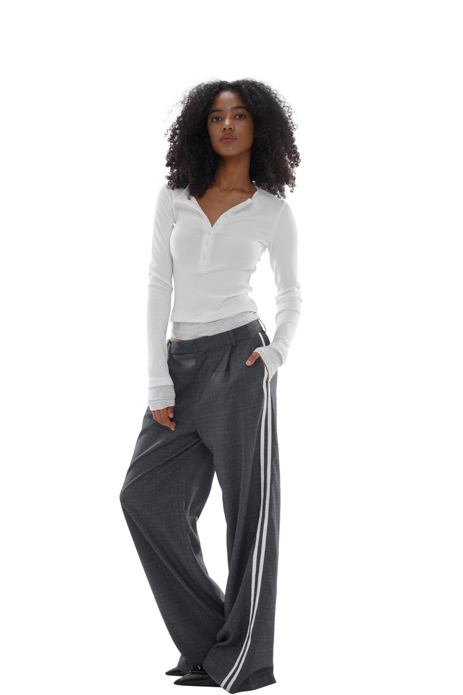 'WEISURE' WIDE LEG SIDE-STRIPE DAD PANTS