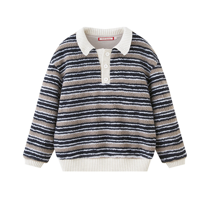 STRIPED DOUBLE-LAYER FLEECE RUGBY JACKET & KNIT SHORTS