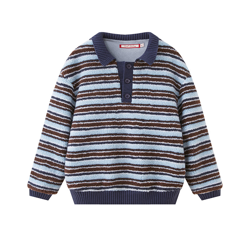 STRIPED DOUBLE-LAYER FLEECE RUGBY JACKET & KNIT SHORTS