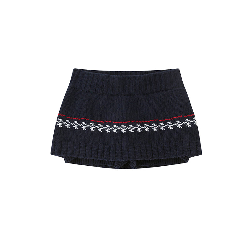 REINDEER JACQUARD CROP TOP & MINI SKIRT& GLOVES