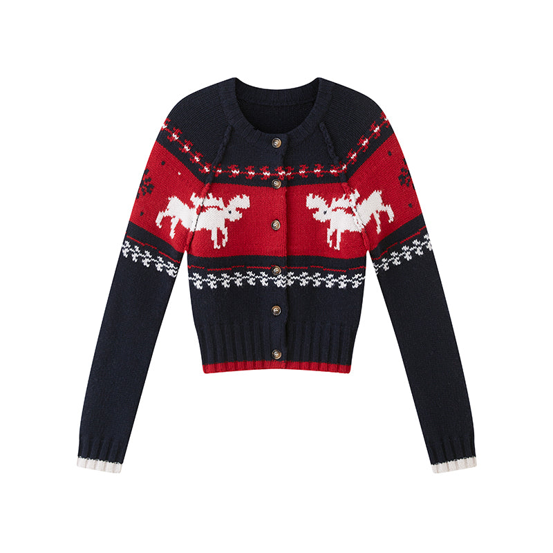 REINDEER JACQUARD CARDIGAN & MINI SHORTS