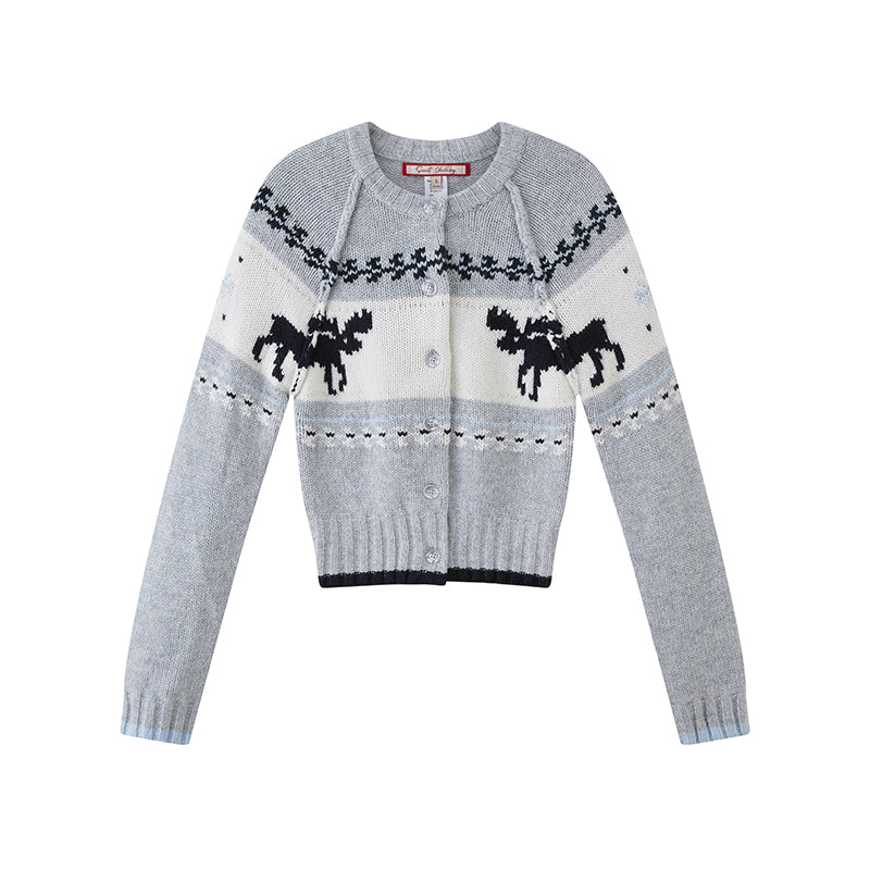 REINDEER JACQUARD CARDIGAN & MINI SHORTS