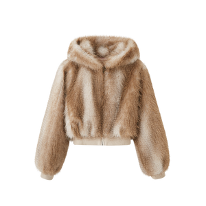 COZY FAUX FUR CROPPED HOODED JACKET – Sweet Chilling