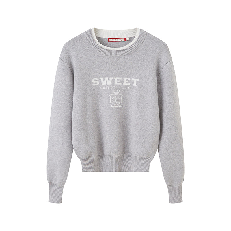 DOUBLE-LAYER COLLAR LOGO SWEATER