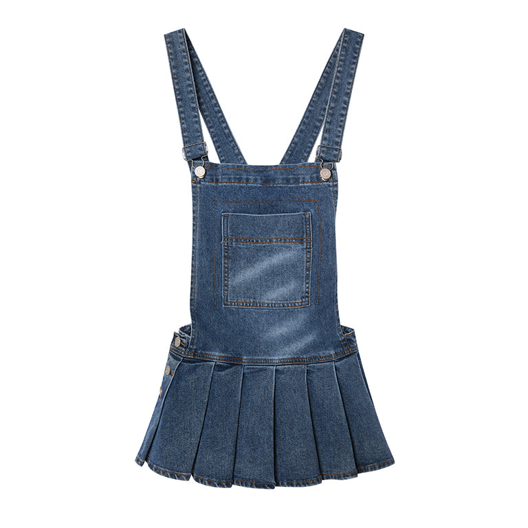 VINTAGE STYLE DENIM PLEATED SKIRTALL