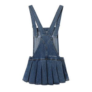 VINTAGE STYLE DENIM PLEATED SKIRTALL