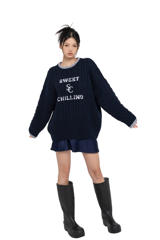 TAKE THE CHILL OFF' OVERSIZED CABLE KNIT SWEATER